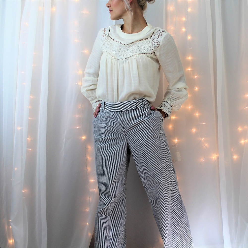 Ann Taylor LOFT Striped Cotton Pants Size 6 - Picture 1 of 8